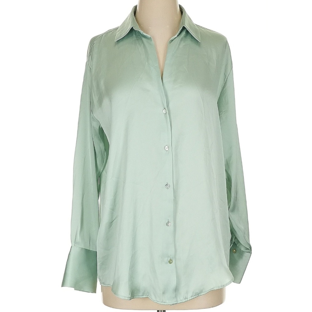 Satin Zara Blouse Turquoise Teal